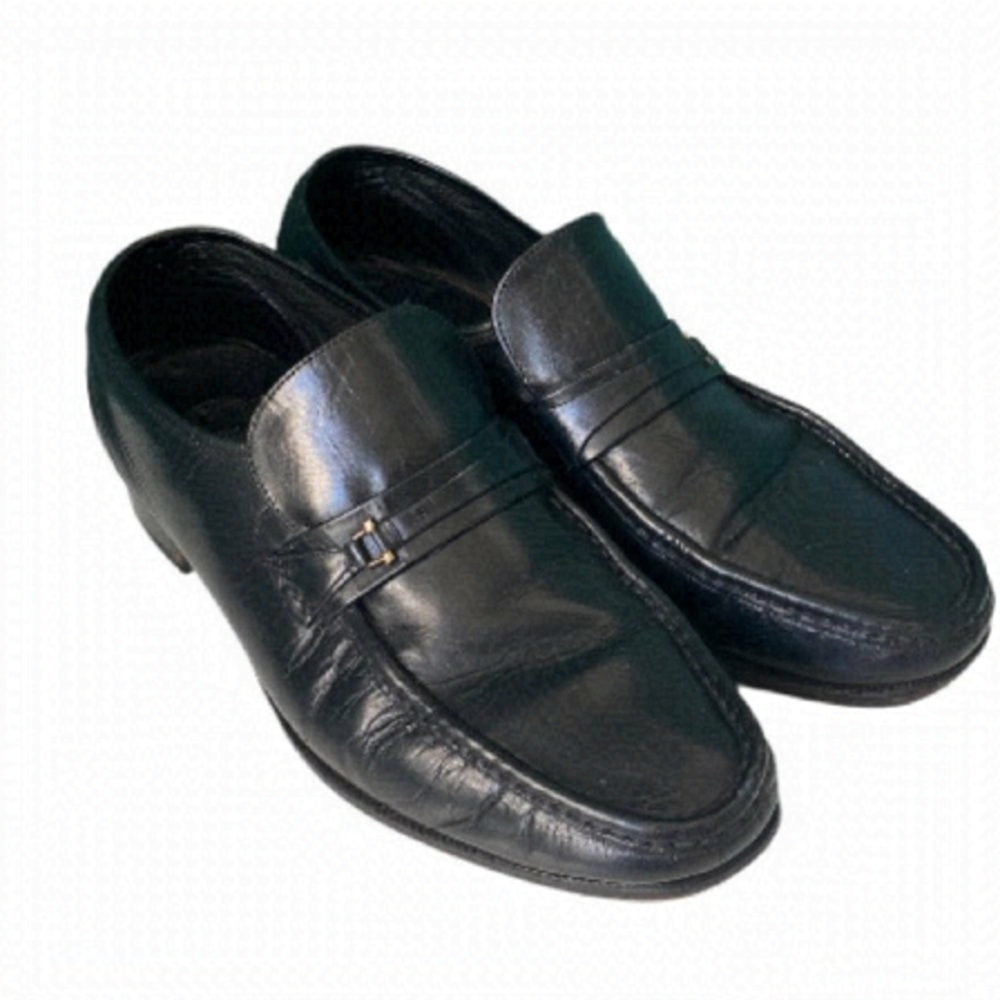 FLORSHEIM Black Leather Slip On Loafer Dress Shoes Mens Size 9.5 3E (Wide)